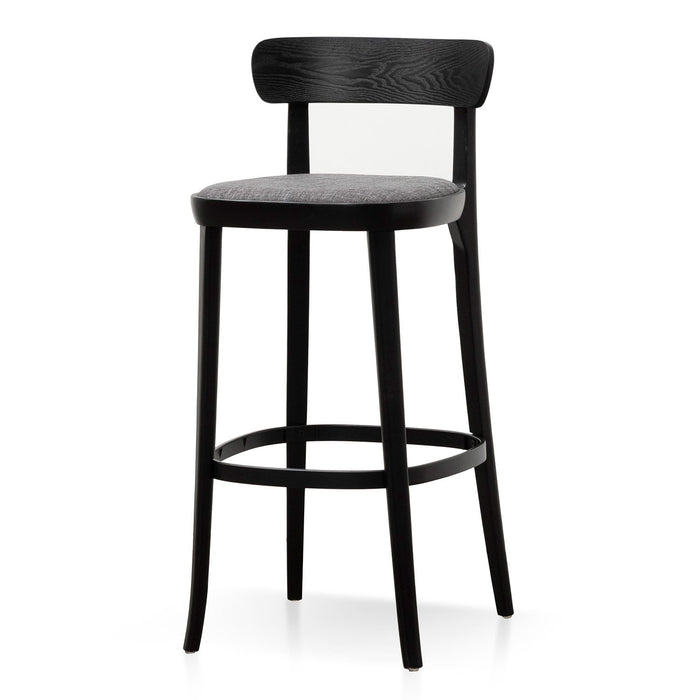 CBS8190-SD 65cm Fabric Bar Stool - Black with Pepper Grey Seat (Set Of 2)