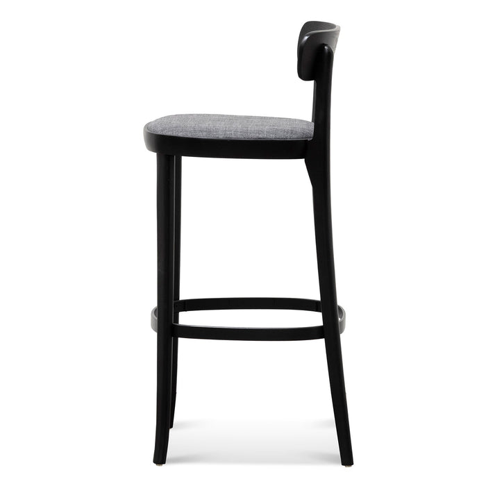 CBS8190-SD 65cm Fabric Bar Stool - Black with Pepper Grey Seat (Set Of 2)