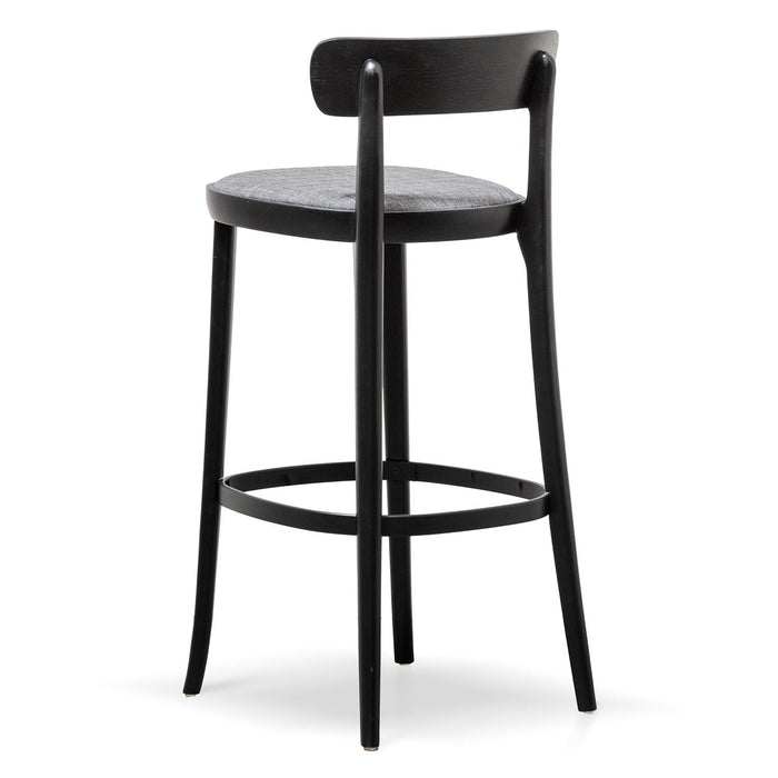 CBS8190-SD 65cm Fabric Bar Stool - Black with Pepper Grey Seat (Set Of 2)