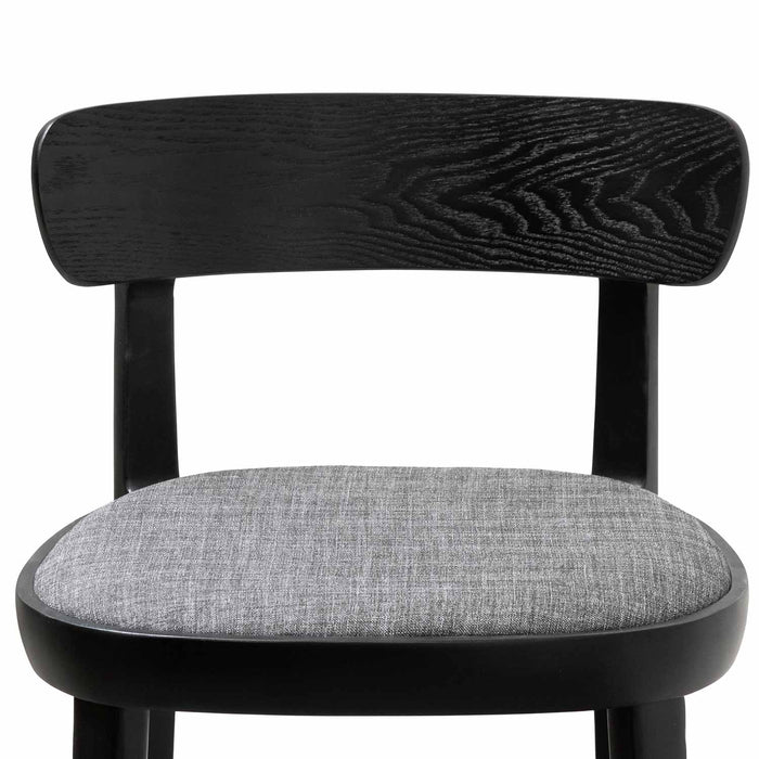 CBS8190-SD 65cm Fabric Bar Stool - Black with Pepper Grey Seat (Set Of 2)