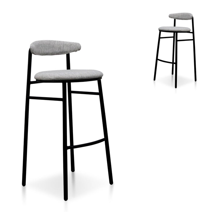 CBS6919-SD 65cm Fabric Bar Stool - Silver Grey and Black Legs (Set of 2)