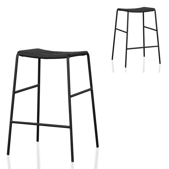 CBS6999-NH 65cm Rattan Barstool - Full Black (Set of 2)