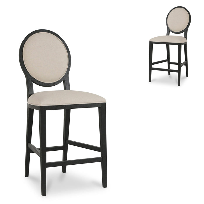 CBS8010-LJ 65cm Black Frame Bar Stool - Light Beige (Set of 2)