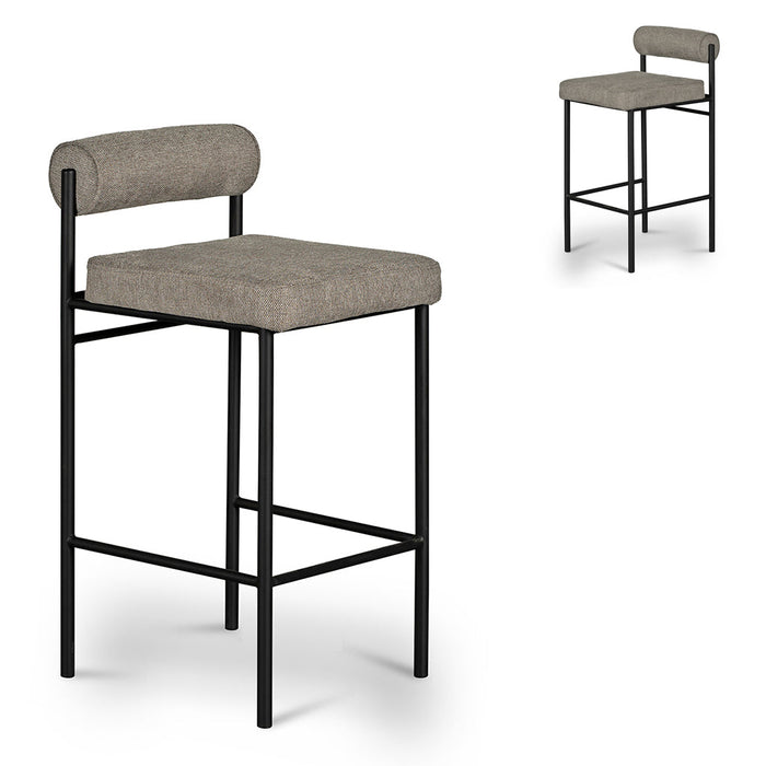 CBS8169-FH 65cm Fabric Bar Stool - Grey (Set of 2)