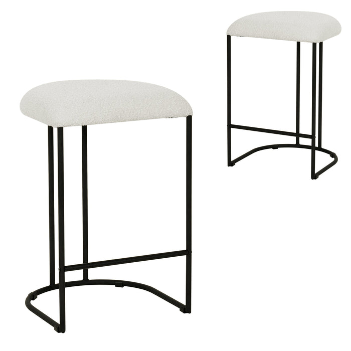 CBS8174-FH 65cm Bar Stool - Cottage White Boucle (Set of 2)