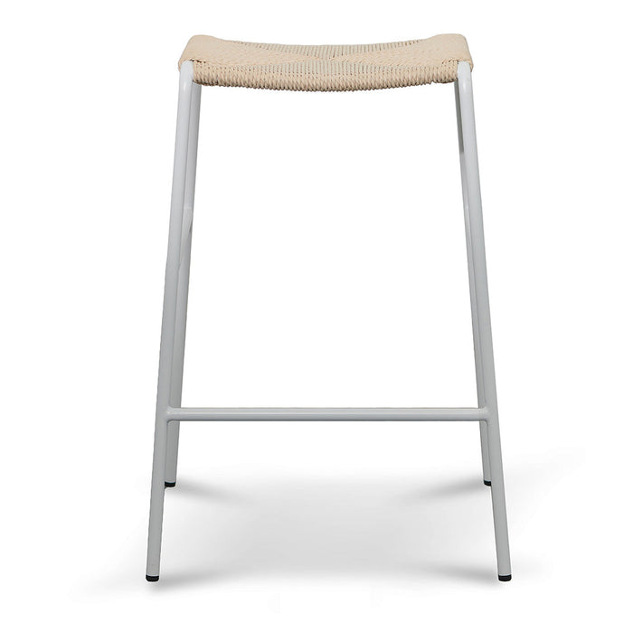 CBS8345-NH 65cm Rattan Barstool - Natural with White Frame (Set of 2)