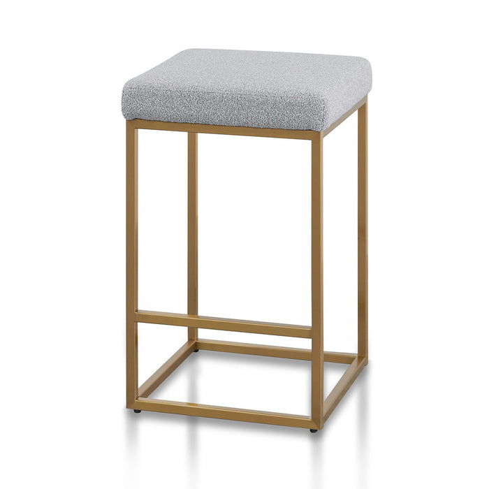 CBS8358-BS Hail Grey Bar Stool - Brushed Gold Base