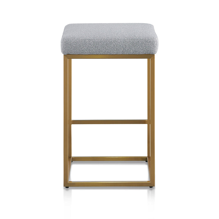 CBS8358-BS Hail Grey Bar Stool - Brushed Gold Base