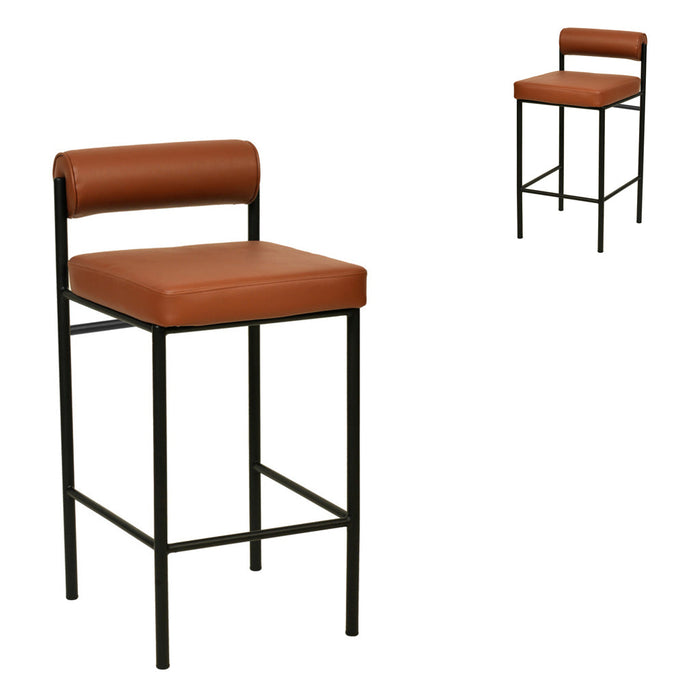 CBS8418-FH 65cm Fabric Bar Stool - Brown (Set of 2)