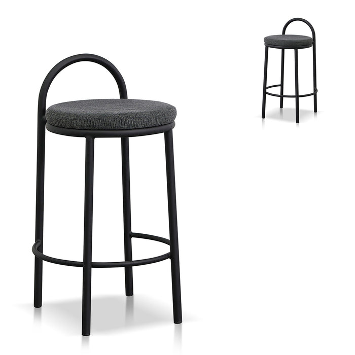 CBS8457-FH 63cm Fabric Bar Stool - Charcoal Grey (Set of 2)