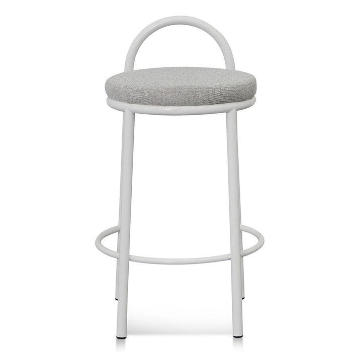 CBS8459-FH 63cm White Frame Bar Stool - Coastal Light Grey (Set of 2)