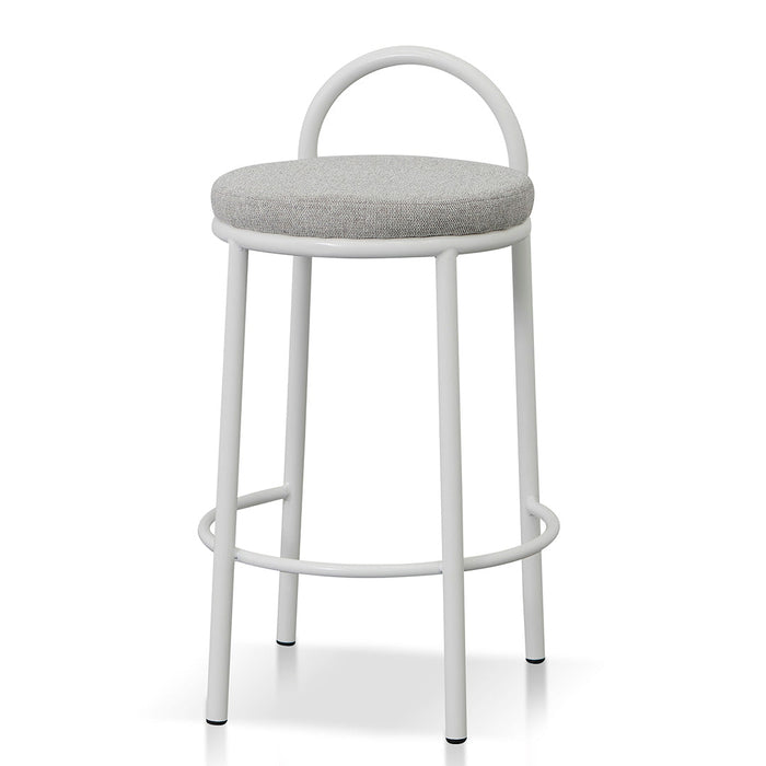 CBS8459-FH 63cm White Frame Bar Stool - Coastal Light Grey (Set of 2)