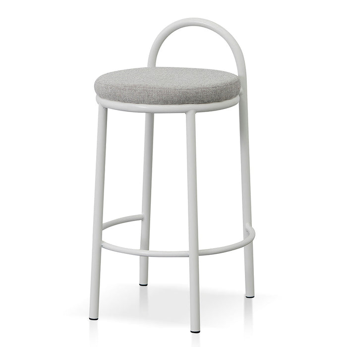 CBS8459-FH 63cm White Frame Bar Stool - Coastal Light Grey (Set of 2)