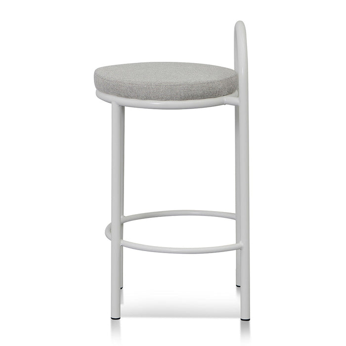 CBS8459-FH 63cm White Frame Bar Stool - Coastal Light Grey (Set of 2)