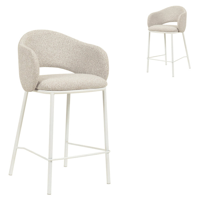 CBS8606-FHx2 65cm White Bar Stool - Clay Grey (Set of 2)