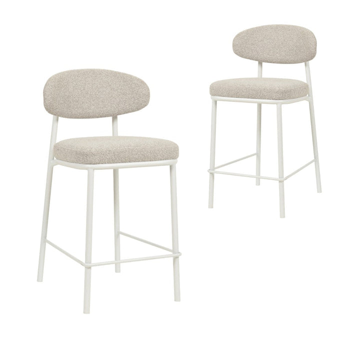 CBS8607-FHx2 65cm White Bar Stool - Clay Grey (Set of 2)