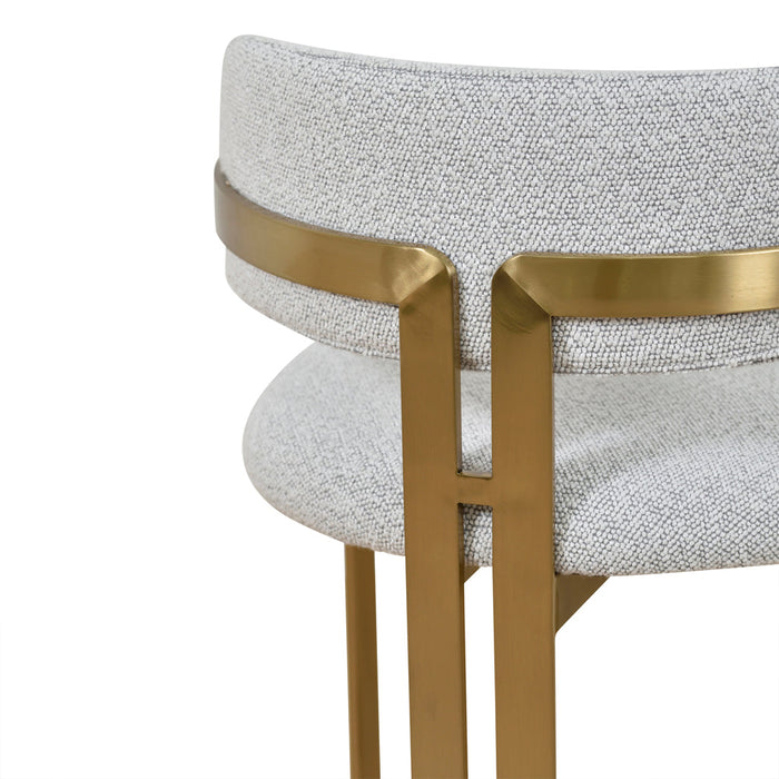 CBS8761-KS 65cm Brushed Gold Bar Stool - Grey Boucle