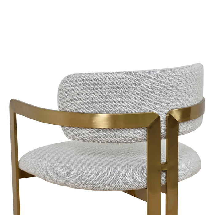 CBS8761-KS 65cm Brushed Gold Bar Stool - Grey Boucle