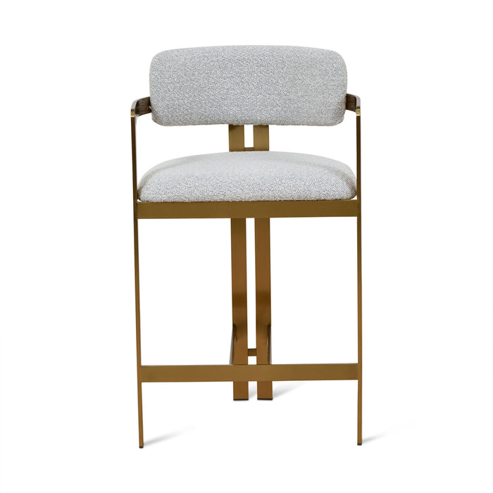 CBS8761-KS 65cm Brushed Gold Bar Stool - Grey Boucle