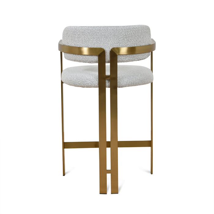 CBS8761-KS 65cm Brushed Gold Bar Stool - Grey Boucle