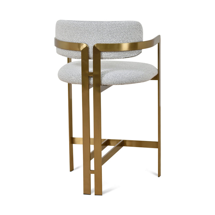 CBS8761-KS 65cm Brushed Gold Bar Stool - Grey Boucle