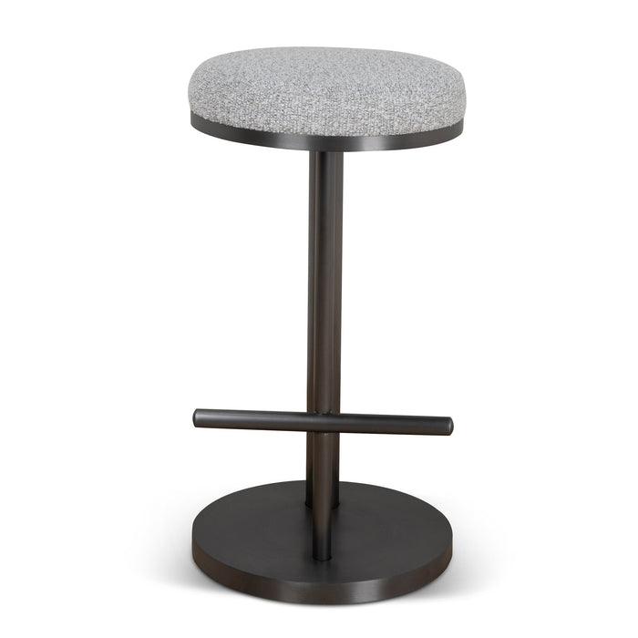 CBS8844-BS 68cm Brush Black Bar Stool - Silver Grey Boucle