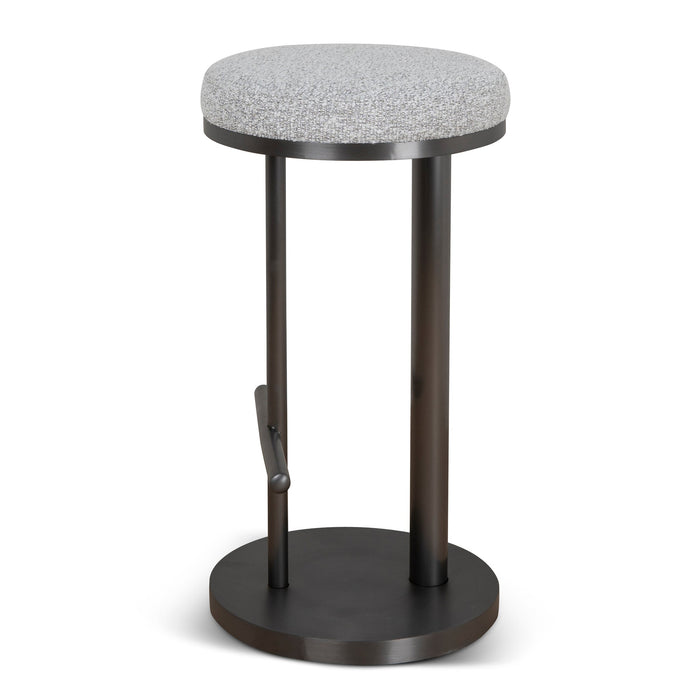 CBS8844-BS 68cm Brush Black Bar Stool - Silver Grey Boucle