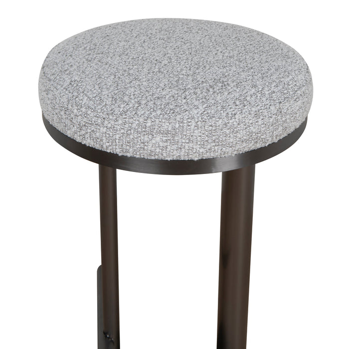 CBS8844-BS 68cm Brush Black Bar Stool - Silver Grey Boucle