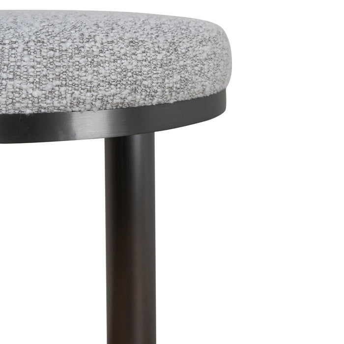 CBS8844-BS 68cm Brush Black Bar Stool - Silver Grey Boucle