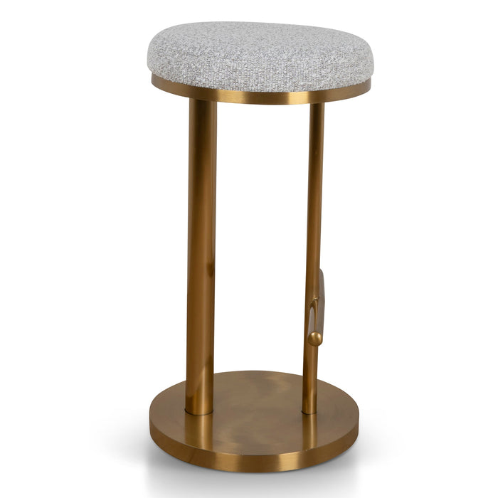 CBS8845-BS 68cm Brushed Gold Bar Stool - Silver Grey Boucle