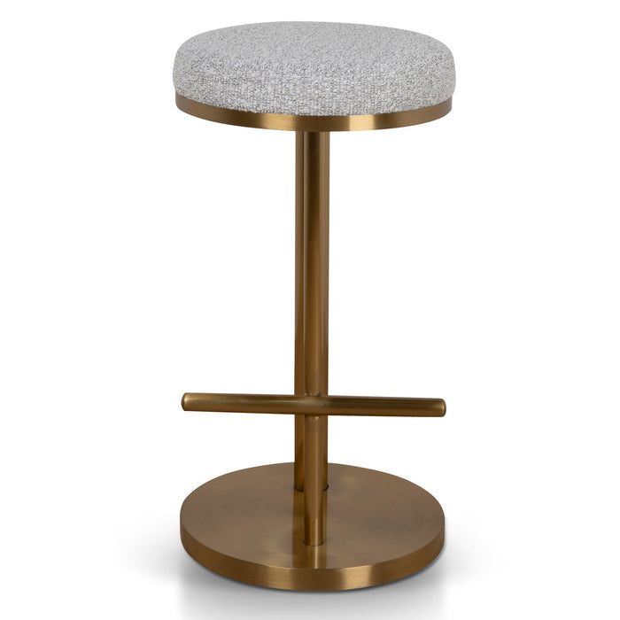 CBS8845-BS 68cm Brushed Gold Bar Stool - Silver Grey Boucle