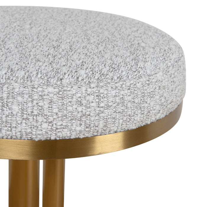 CBS8845-BS 68cm Brushed Gold Bar Stool - Silver Grey Boucle