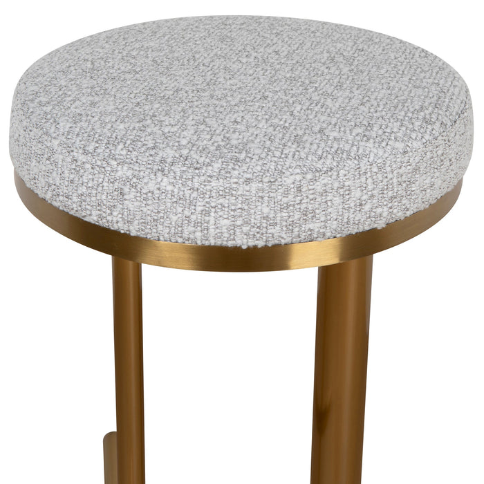 CBS8845-BS 68cm Brushed Gold Bar Stool - Silver Grey Boucle