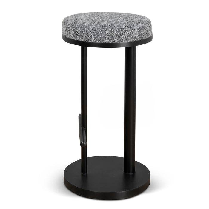 CBS8846-BS 68cm Black Bar Stool - Graphite Grey Boucle