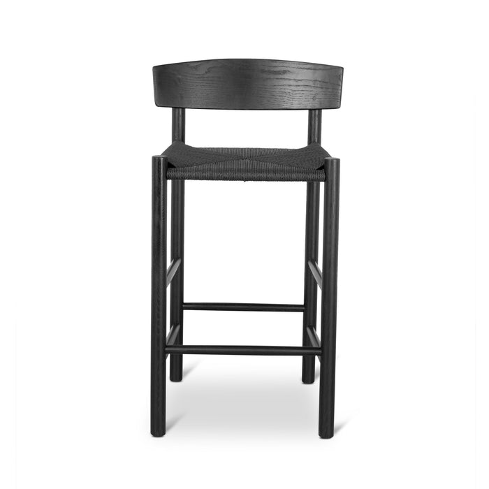 CBS8866-OW 65cm Bar Stool - Full Black with Back Rest