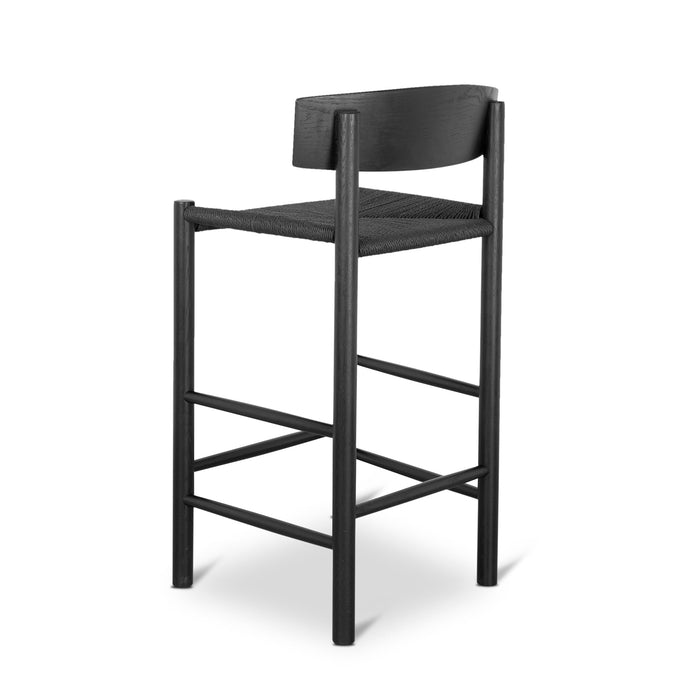 CBS8866-OW 65cm Bar Stool - Full Black with Back Rest