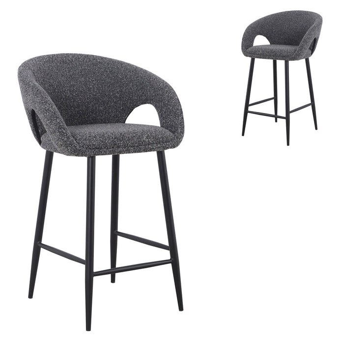 CBS8900-ST 65cm Bar Stool - Anthracite Grey Boucle (Set of 2)