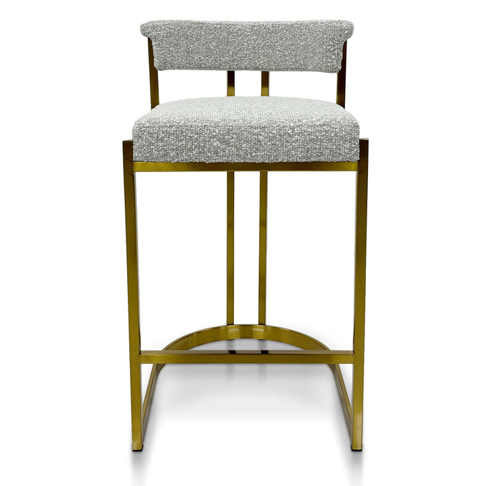 CBS8924-BS Silver Grey Boucle Bar Stool - Golden Base