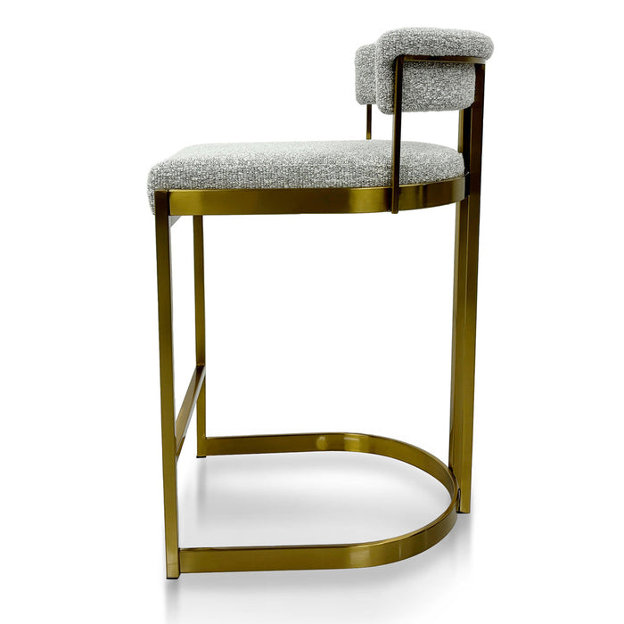 CBS8924-BS Silver Grey Boucle Bar Stool - Golden Base