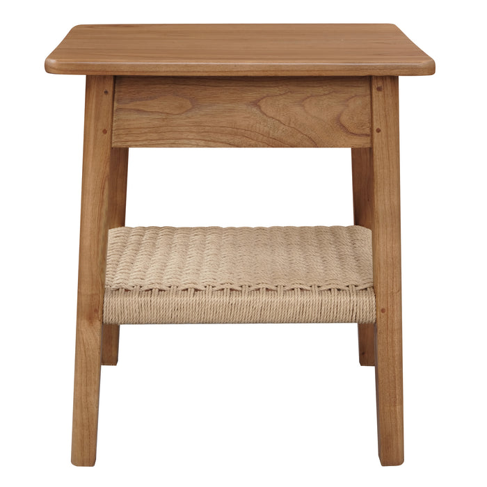 Kelly 1-Drawer Bedside Table (Almond) - White, Wood, Metal