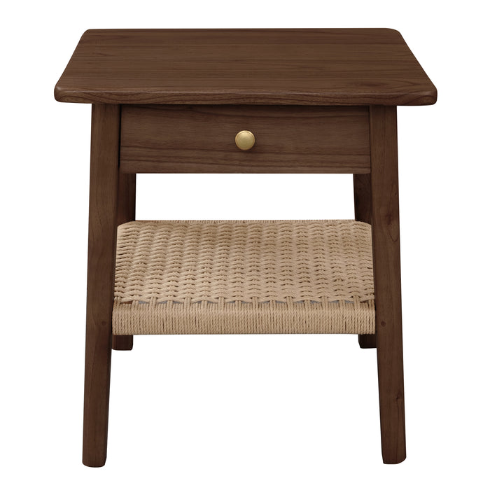 Kelly 1-Drawer Bedside Table (Walnut) - Metal