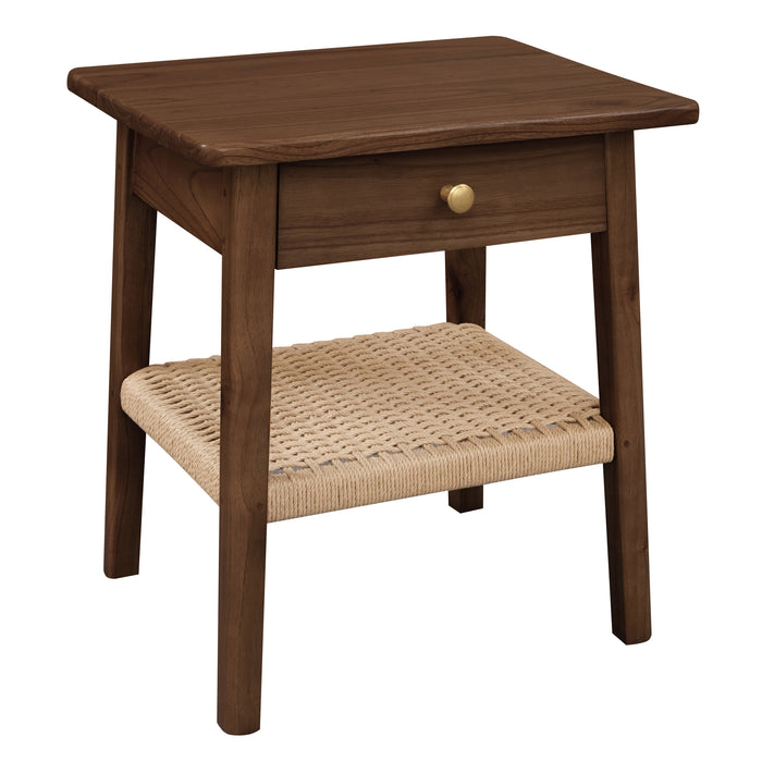 Kelly 1-Drawer Bedside Table (Walnut) - Metal