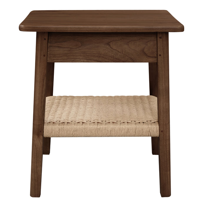 Kelly 1-Drawer Bedside Table (Walnut) - Metal