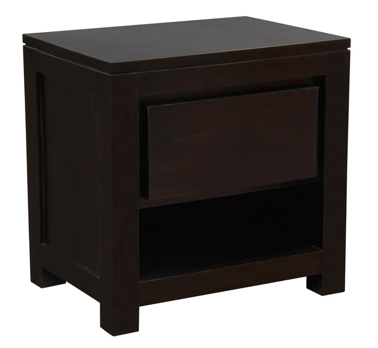 Amsterdam 1 Drawer Bedside Table (Chocolate)