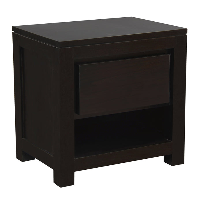 Amsterdam 1 Drawer Bedside Table (Chocolate)