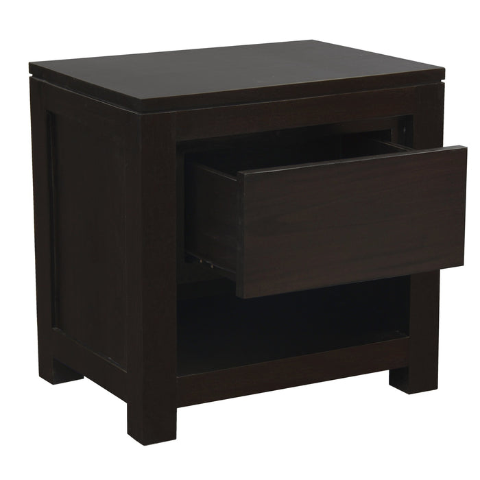 Amsterdam 1 Drawer Bedside Table (Chocolate)