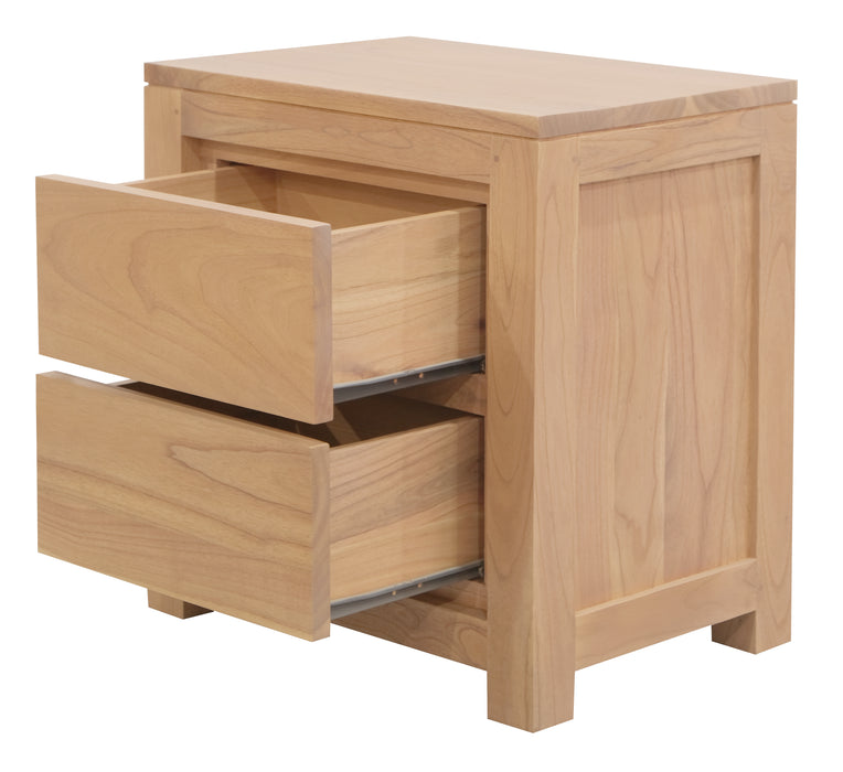 Amsterdam Solid White Cedar 2-Drawer Bedside Table (Natural)