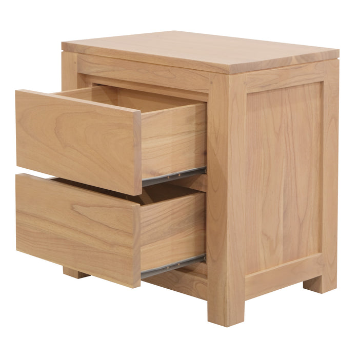 Amsterdam Solid White Cedar 2-Drawer Bedside Table (Natural)