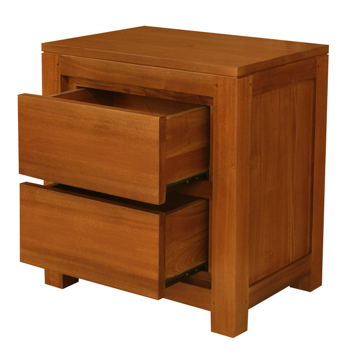 Amsterdam 2 Drawer Bedside Table (Light Pecan)