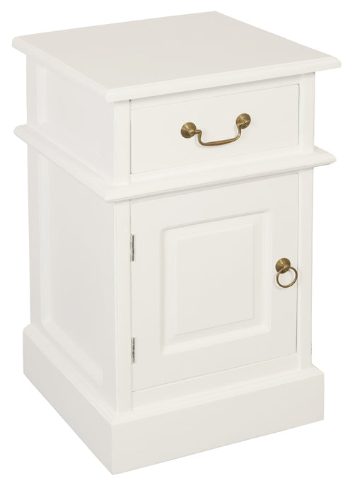 Tasmania 1 Solid Door 1 Drawer Bedside - Left (White)